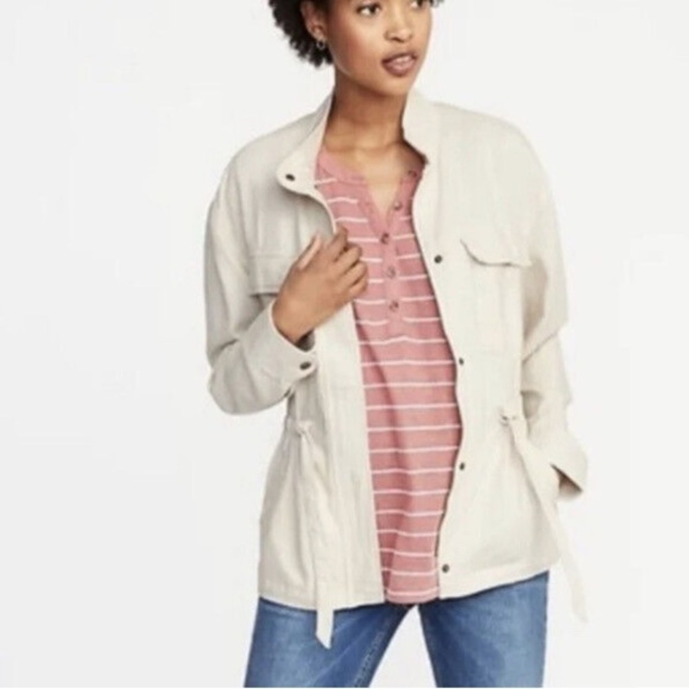 Old Navy linen/rayon safari Cream Jacket xs